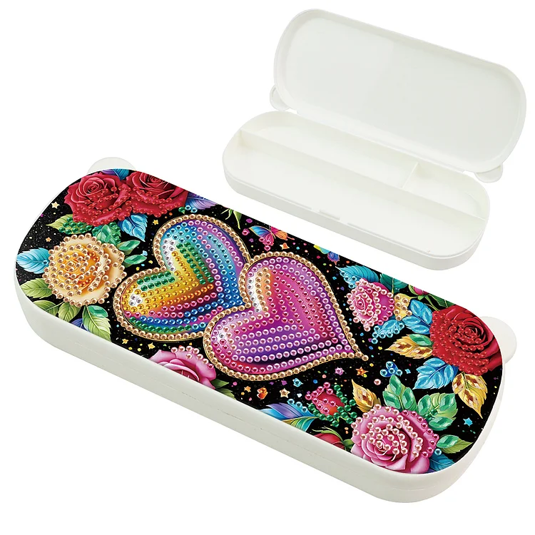 Love Pattern DIY Diamond Pencil Case Pens Brushes Accessories Travel Pencil Box
