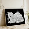 DIY Pearl Painting Cat for Home Wall Decor with Frame(20x30cm)