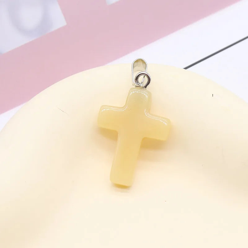 1 Piece 2.5*1.8cm Natural Stone Cross Pendant