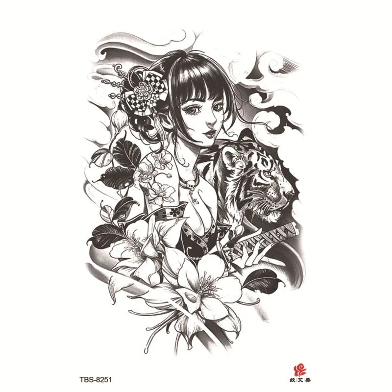 Waterproof Temporary Tattoo Sticker Warrior Girl Flash Tattoos Beauty Portrait Angel Body Art Arm Fake Tatoo Women arm tattoo