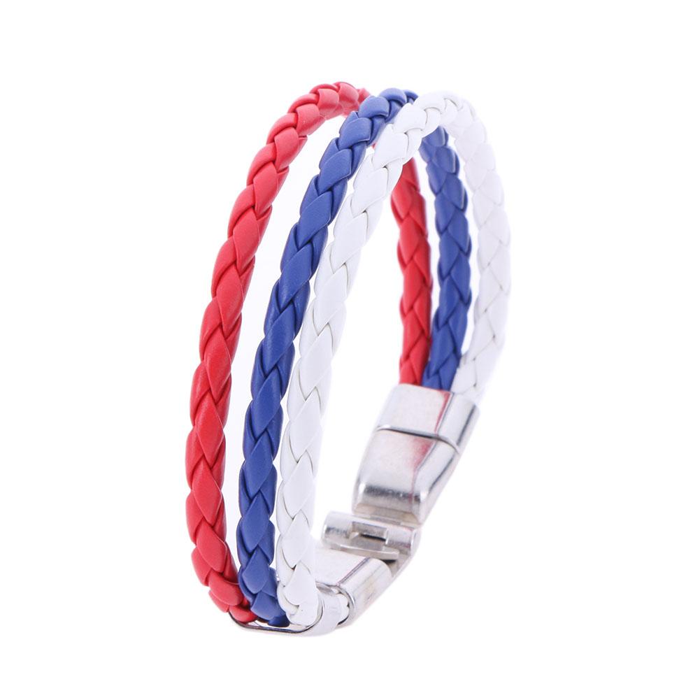 

Men/Women World Cup National Flag Leather Bracelets Weave Braided Wristband, 501 Original