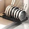 Kitchen Pots Pans Organizer with 8 Adjustable Dividers Sliding Dish Drying Shelf
