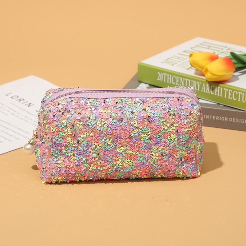 New Women  Sequins Makeup Bag Pouch New Fashion Girls Glitter Sequins Cosmetic Bags Handbag Travel Storage Zipper Bags US Mall Lifes