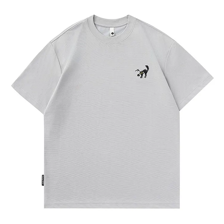Oversized Cotton Short Sleeve T - Shirt for Men with Embroidered Detail