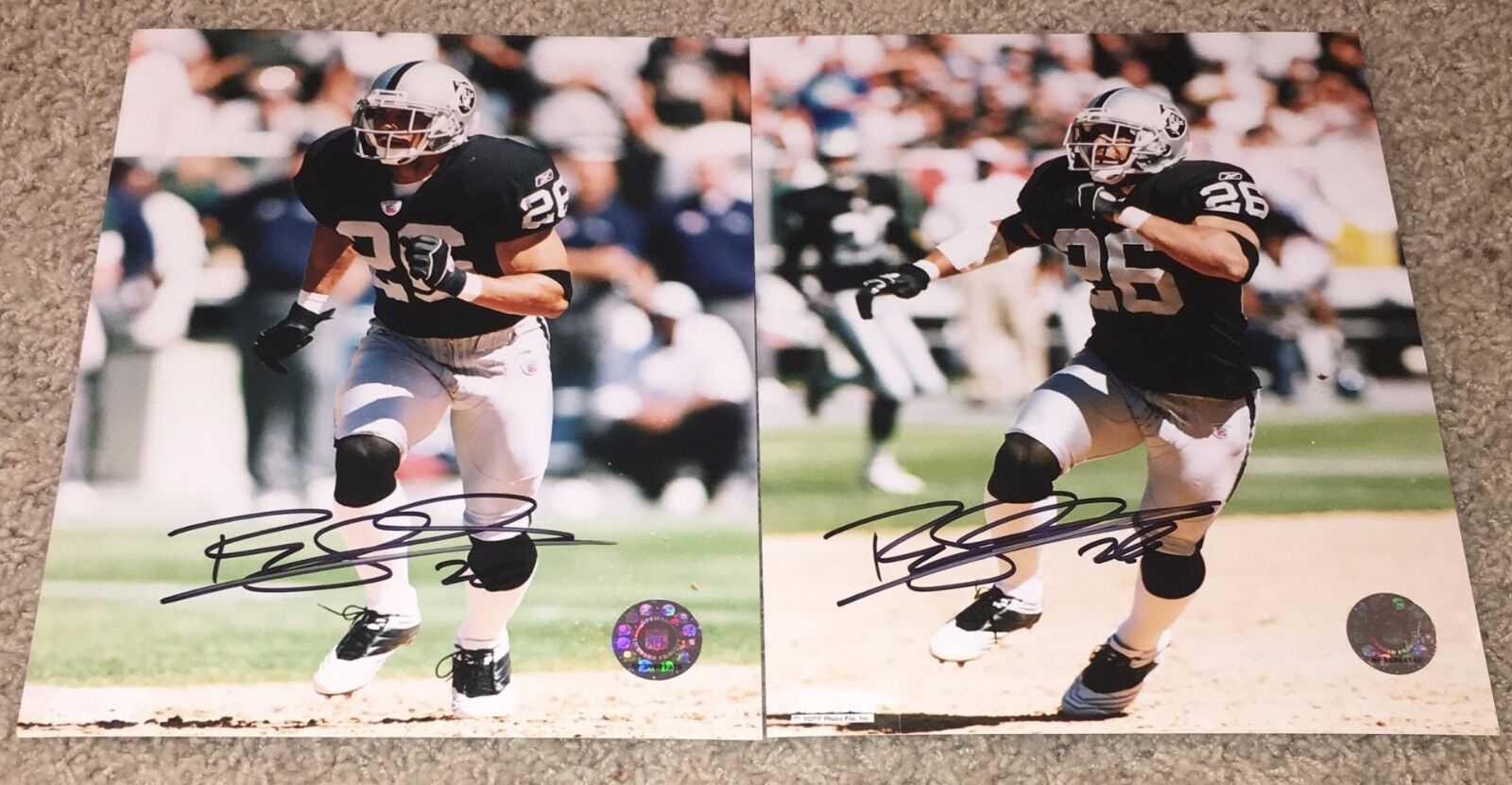 LOT OF 2 ROD WOODSON SIGNED AUTOGRAPH OAKLAND RAIDERS 8x10 Photo Poster paintingS