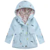 Kid Baby Girls Zipper Embroidered Hooded Jacket  Casual Coats