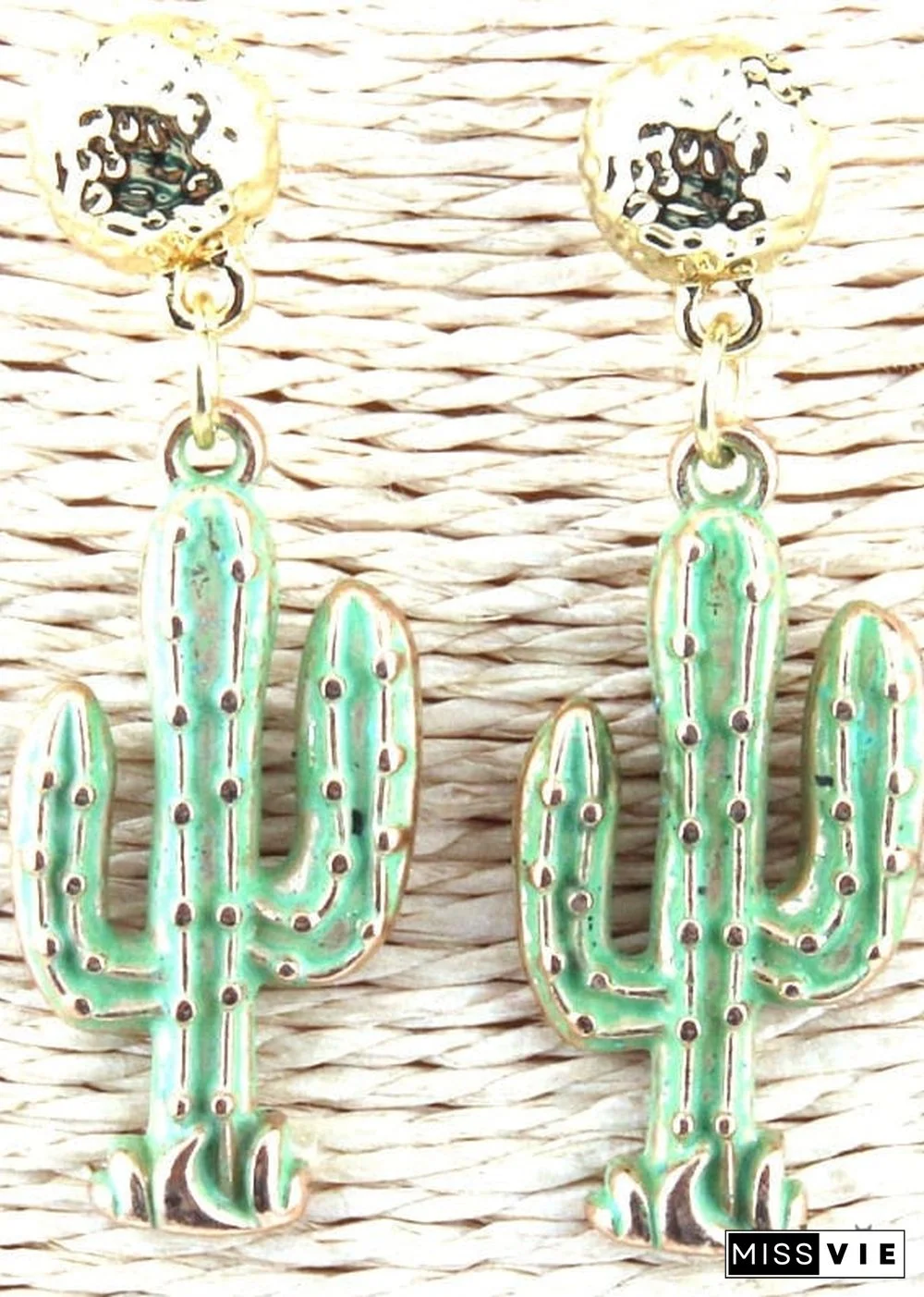 Boho Earrings, RH Dangle Earrings, Green Cactus