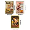 [US Local Warehouse]3PCS Beer Girl - Vintage Metal Signs Set - 30*40cm