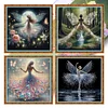 (US Only)4pcs Girl Printed Cross Stitch Kit 45x45cm DIY 11CT Thread Art Needlework Decor
