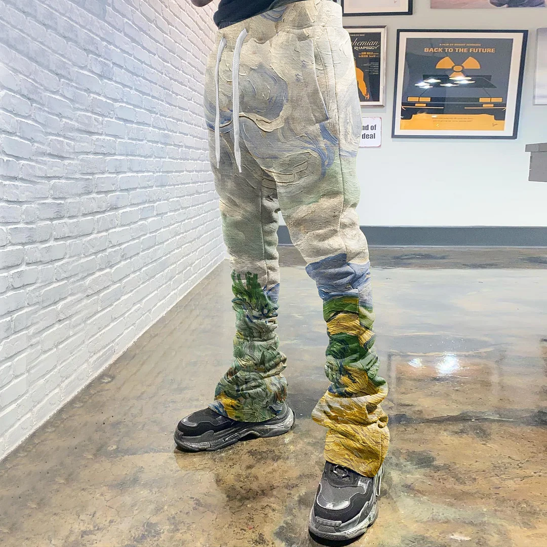 Fashion Retro Forest Print Casual Flared Pants
