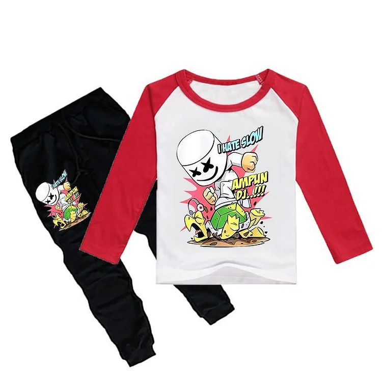 Dj Marshmello I Hate Slow Print Boys Girls Long Sleeve T Shirt Pants-Mayoulove