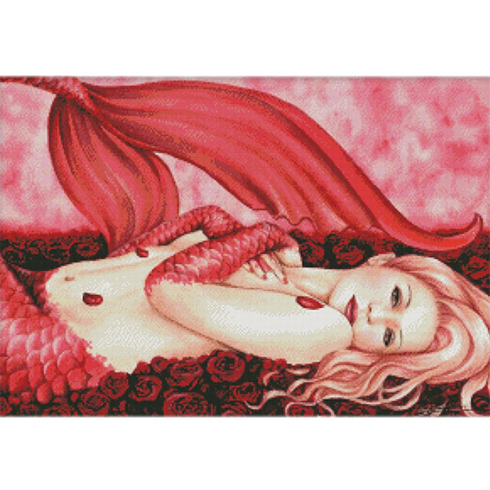 

Red Mermaid - 14CT Stamped Cross Stitch - 63*46cm, 501 Original