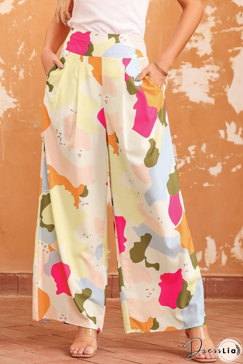 Multicolored High Waist Wide Leg Pants