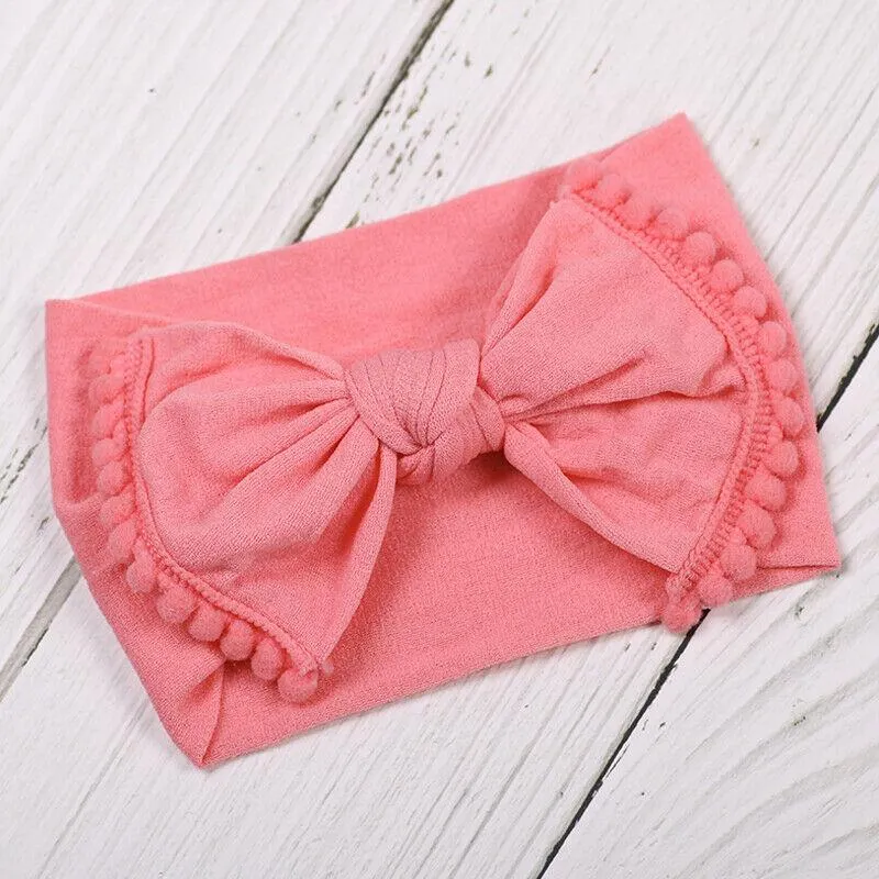 2019 Baby Accessories Kids Girls Baby Toddler Turban Knot Headband Hair Band Tassels Balls Solid Candy Color Headwear