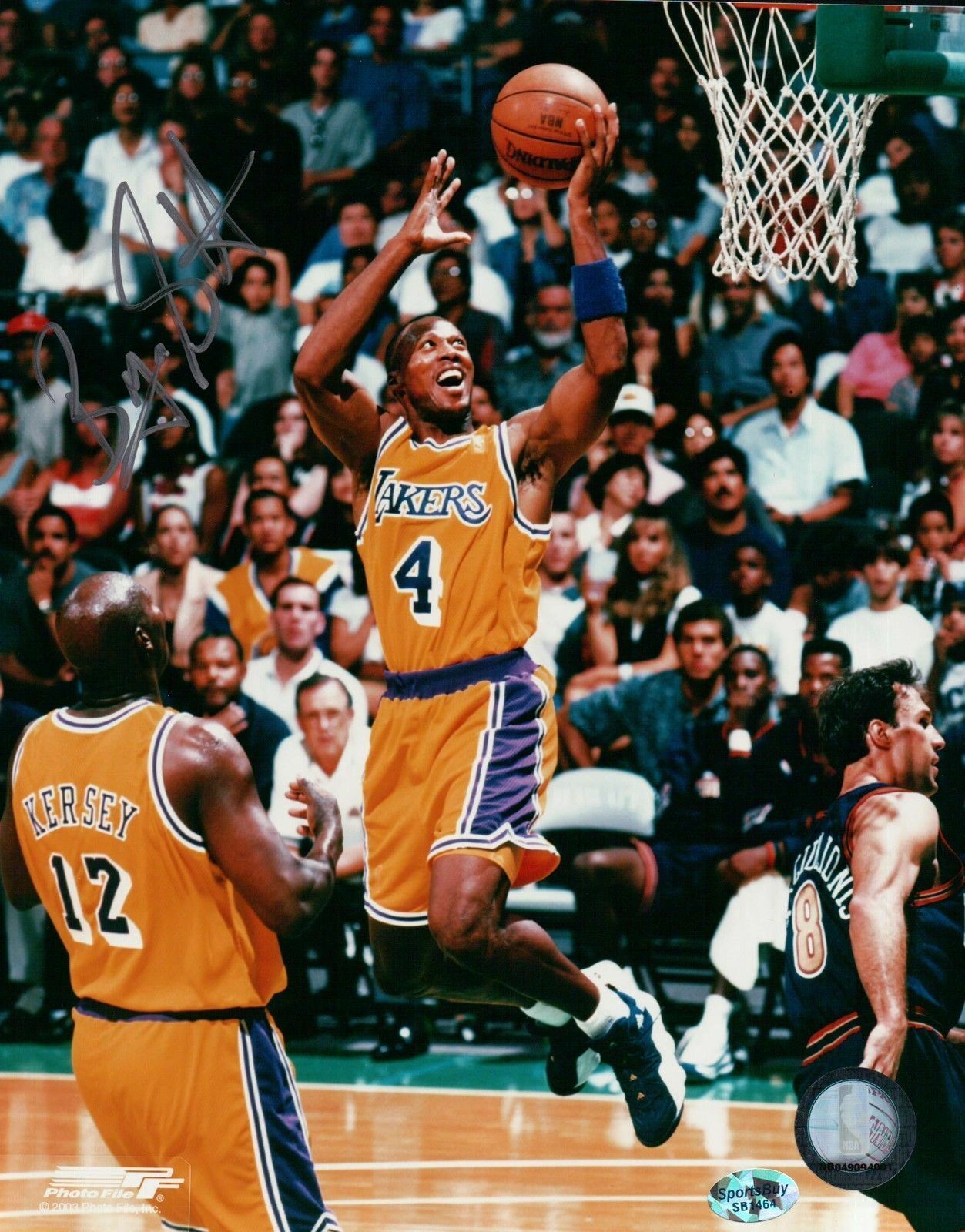 Byron Scott Signed 8X10 Autograph Photo Poster painting Lakers In Air Silver Ink w/COA