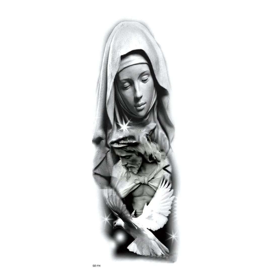 Large Arm Sleeve Tattoo Lion Crown King Rose Waterproof Temporary Tatoo Sticker Full Skull Totem Tatto