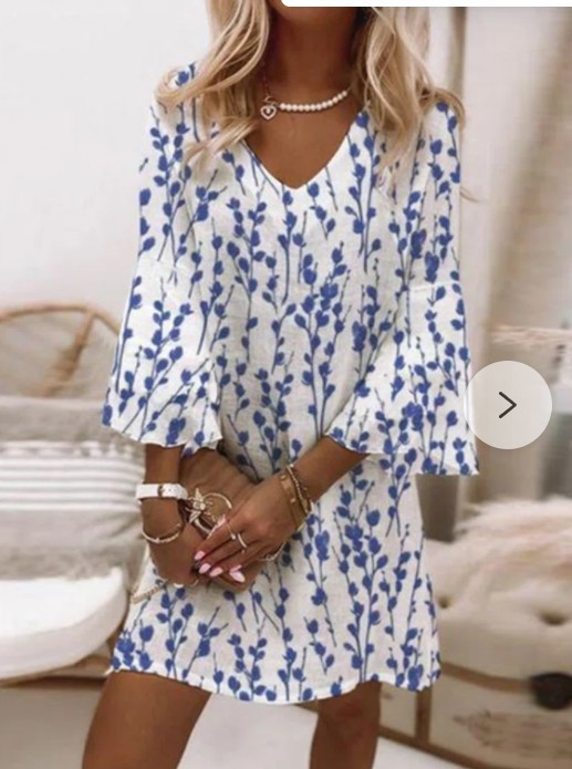Mature Women Plus Size Mini Print Dress
