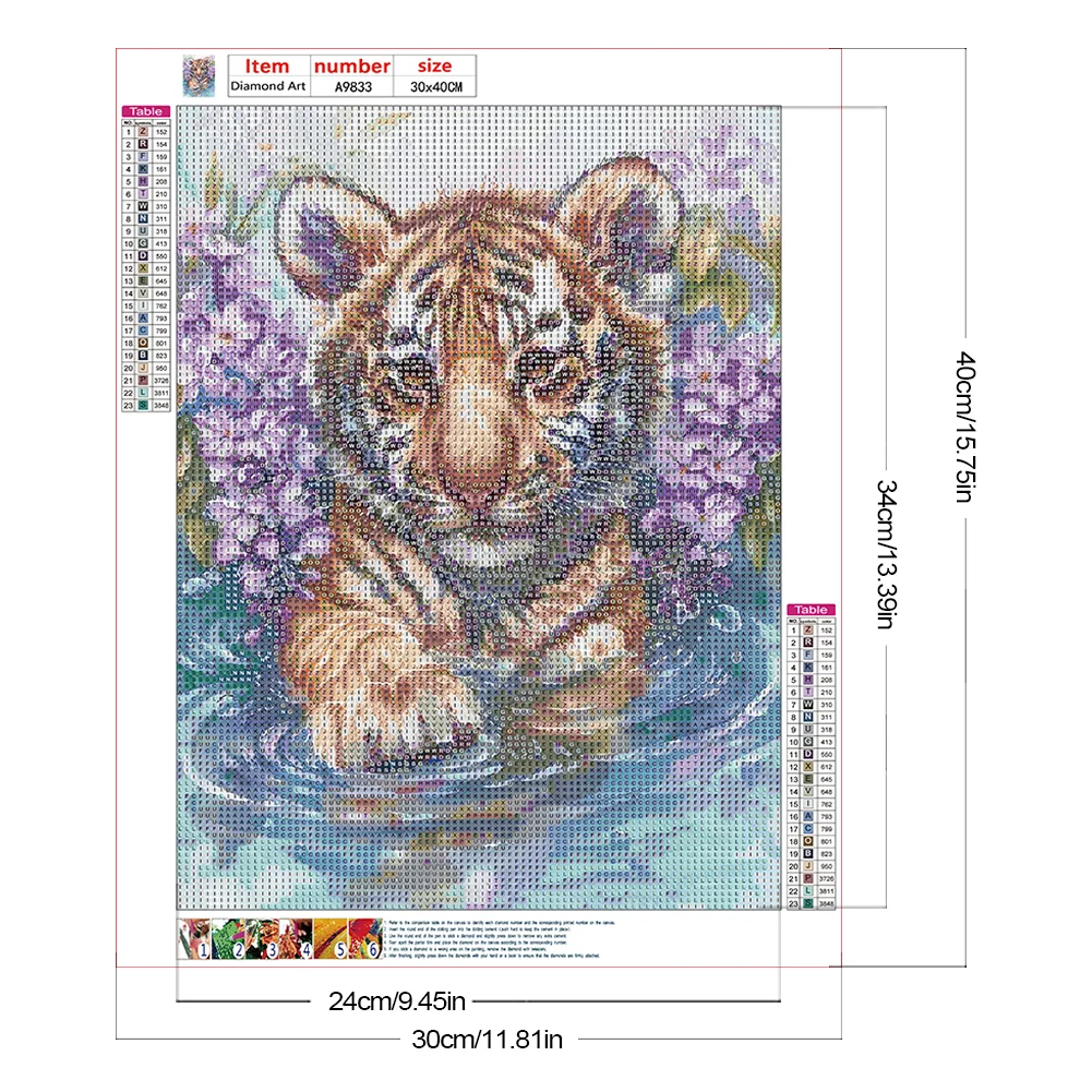 Diamond Painting - Full Round Drill - Flower Tiger(Canvas|30*40cm)