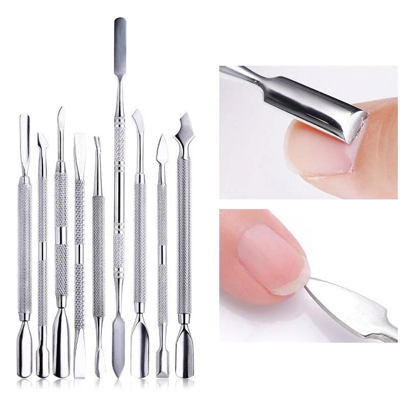 Double-ended Stainless Steel Cuticle Pusher Dead Skin Push Remover For Pedicure  Nail Art Cleaner Care Tool-Nail Inspo