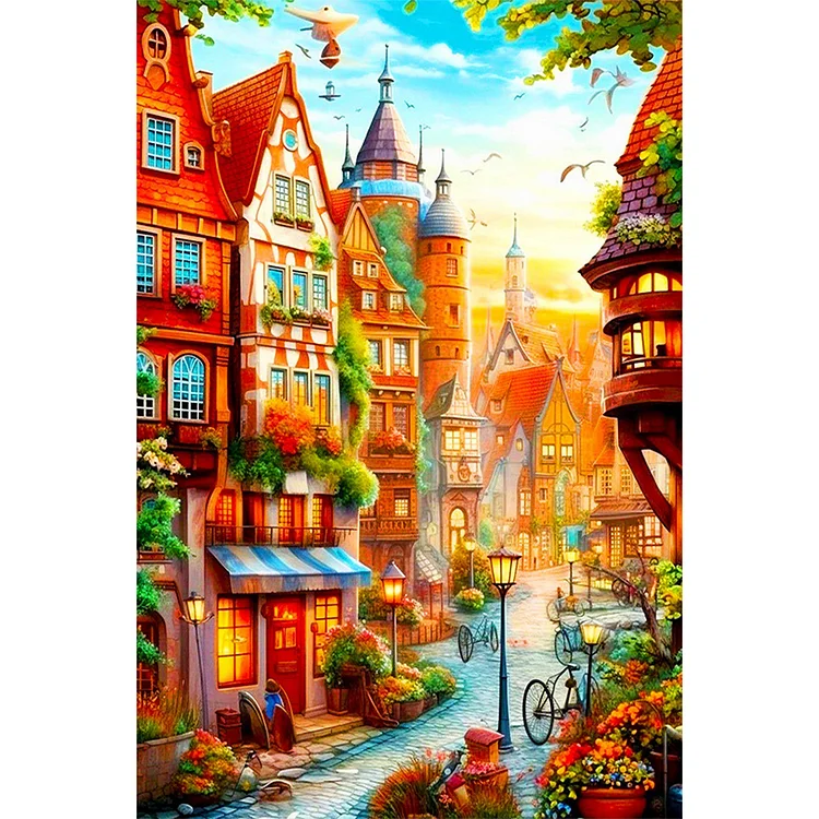 Beautiful City Streets 40*60CM(Canvas) Full Round Drill Diamond Painting gbfke