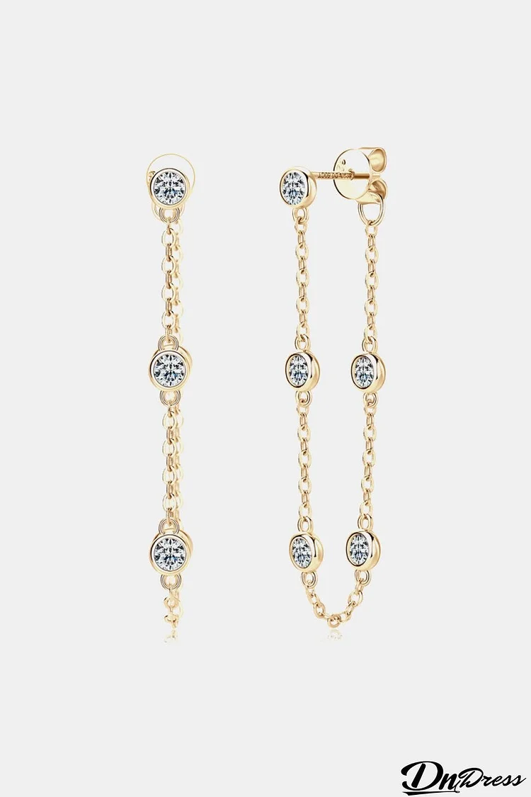 1 Carat Moissanite 925 Sterling Silver Chain Earrings