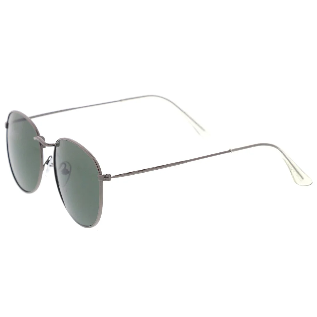 Classic Full Metal Frame Slim Temple Round glasses 45mm