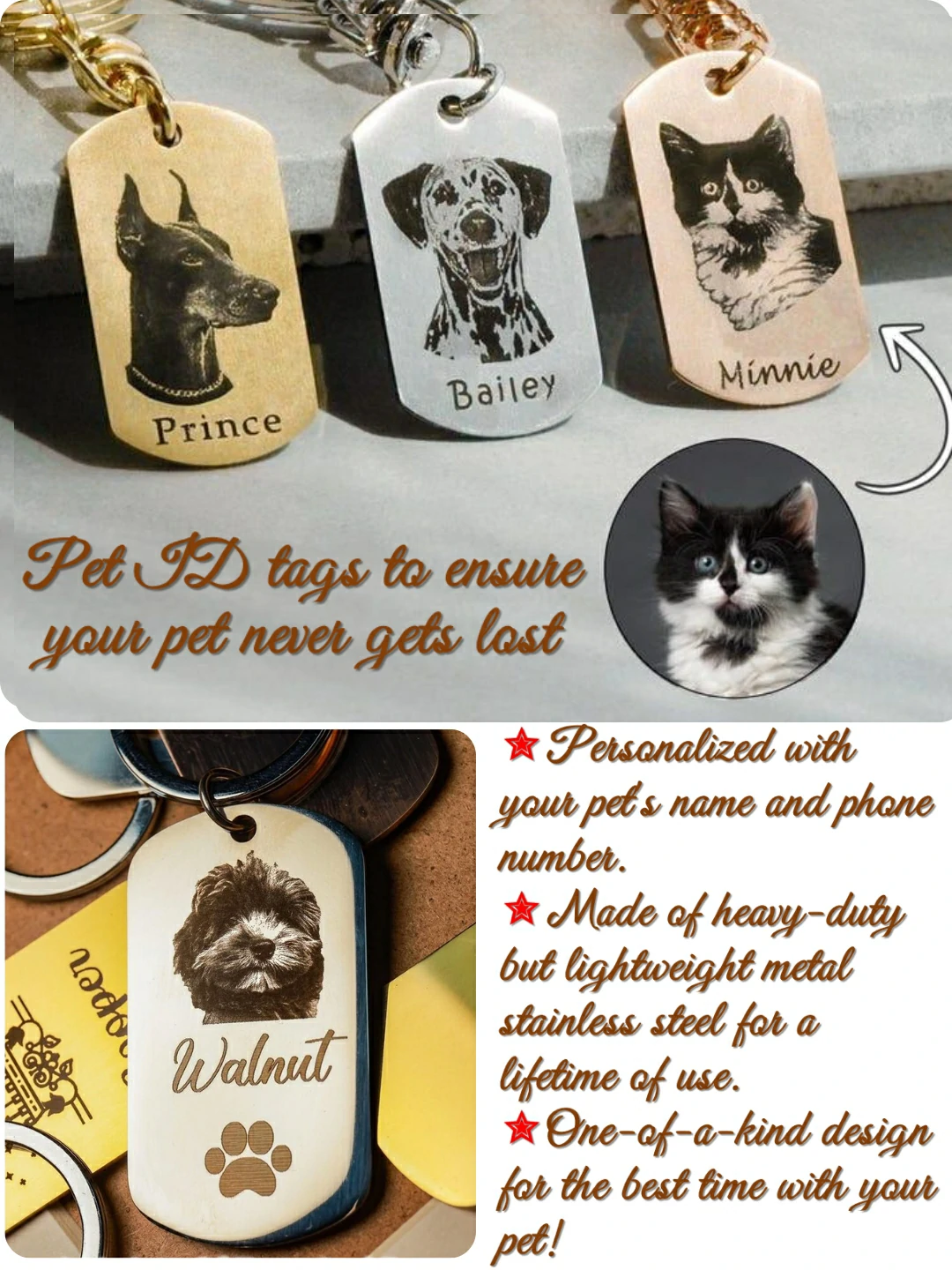 Lookipet High Quality Custom Pet Military ID Tags