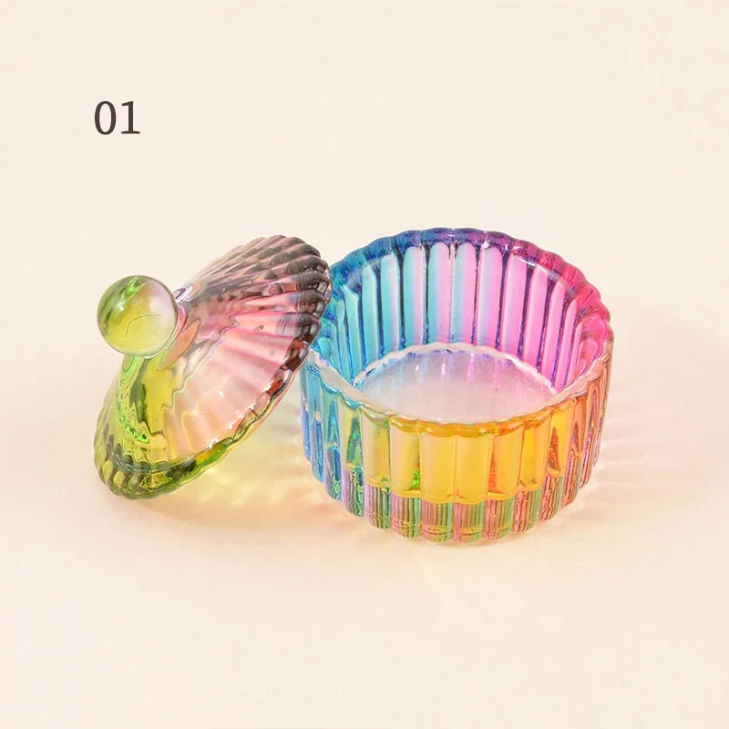 1PC Crystal Glass Acrylic Acrylic Powder Liquid Nail Cup Dappen Dish Lid Bowl Cup Holder Equipment  Nail Tools-Nail Inspo