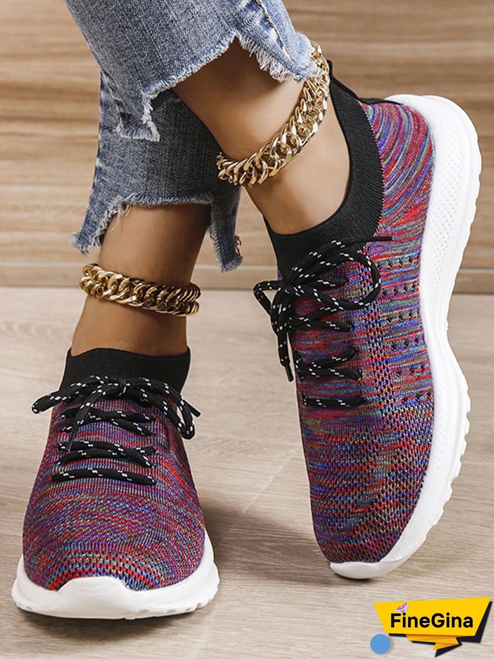 Flyknit Lightweight Soft Sole Lace-Up Sneakers