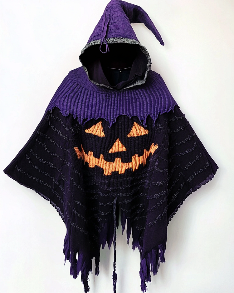 Ethnic Style Striped Printed Hooded Cloak eb34