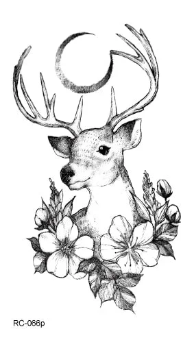 25 Different Waterproof Temporary Tattoo Stickers Fawn Deer Head Fake Tatto Geometric Animal Flash Hand Tatoo For Women Men