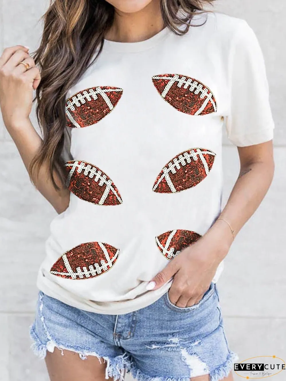Cute Sequin Football Top