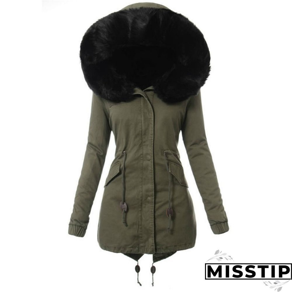 Women's Fashion Faux Fur Hooded Long Coat Winter Warm Fleece Thicken Parka Jacket Outwear Plus Size