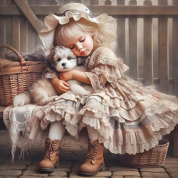 Cute Girl 40*40CM (Canvas) Full Round Drill Diamond Painting gbfke