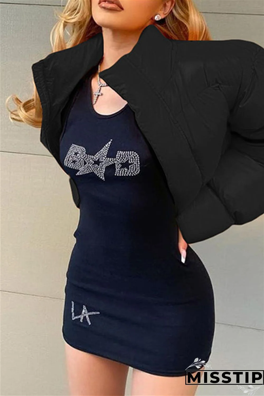 Black Fashion Casual Solid Patchwork Zipper Collar Outerwear