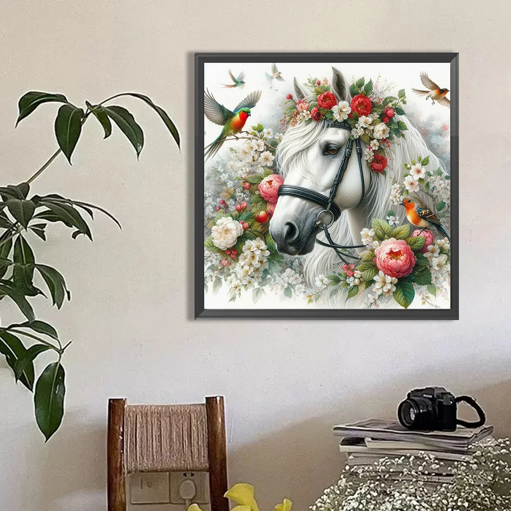 Diamond Painting - Full Round Drill - Flower Horse(Canvas|40*40cm)