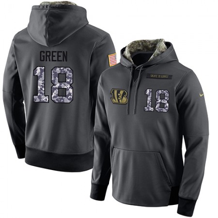 NFL Men's  Cincinnati Bengals #18 A.J. Green Stitched Black Anthracite Salute to Service Player Performance Hoodie