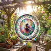 (18.5cm)DIY Acrylic Jigsaw Puzzle Window Hanging with Hanging Chain DIY Stained Glass Decoration Round Window Puzzle Decor for DIY Craft Project (Butterfly Beauty)