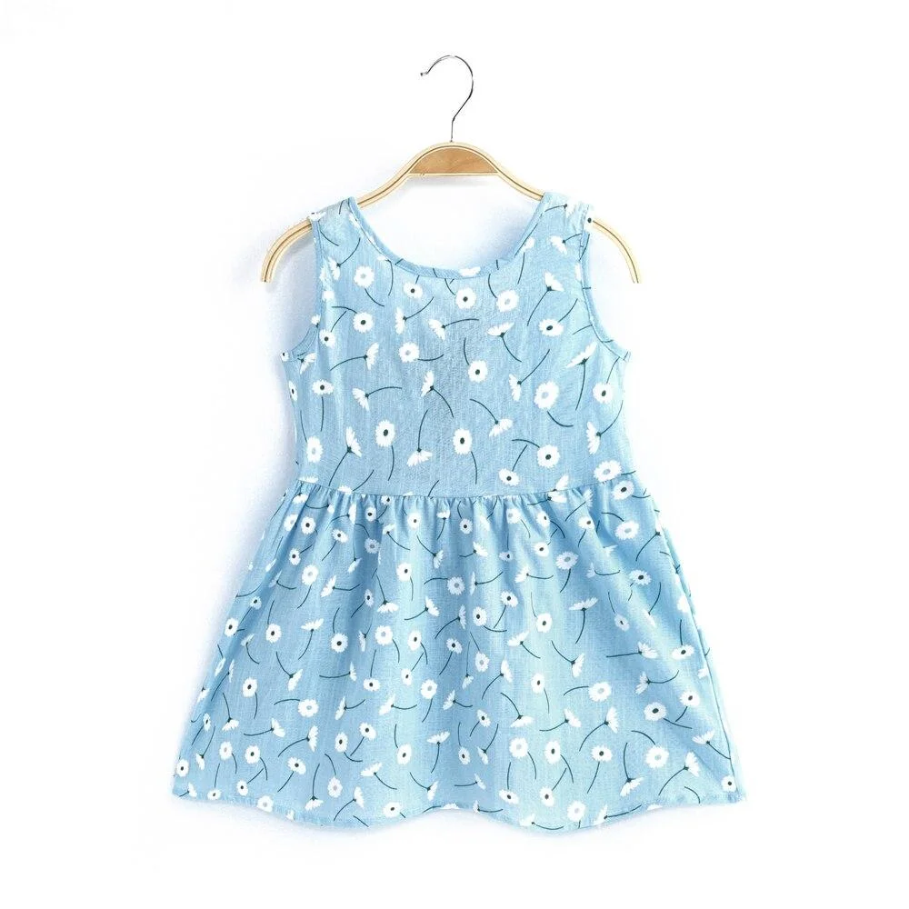 Girls Dress 2021 Summer Kids Clothes Children Sleeveless Flower Print Princess Dress Elegant 1 2 3 4 5 6 7 Year Girl Dress
