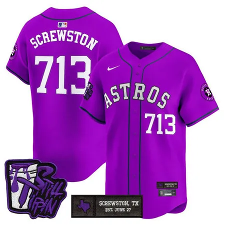 Youth Houston Astros #713 DJ Screw Still Tippin Purple Patch Vapor Limited Stitched Baseball Jersey