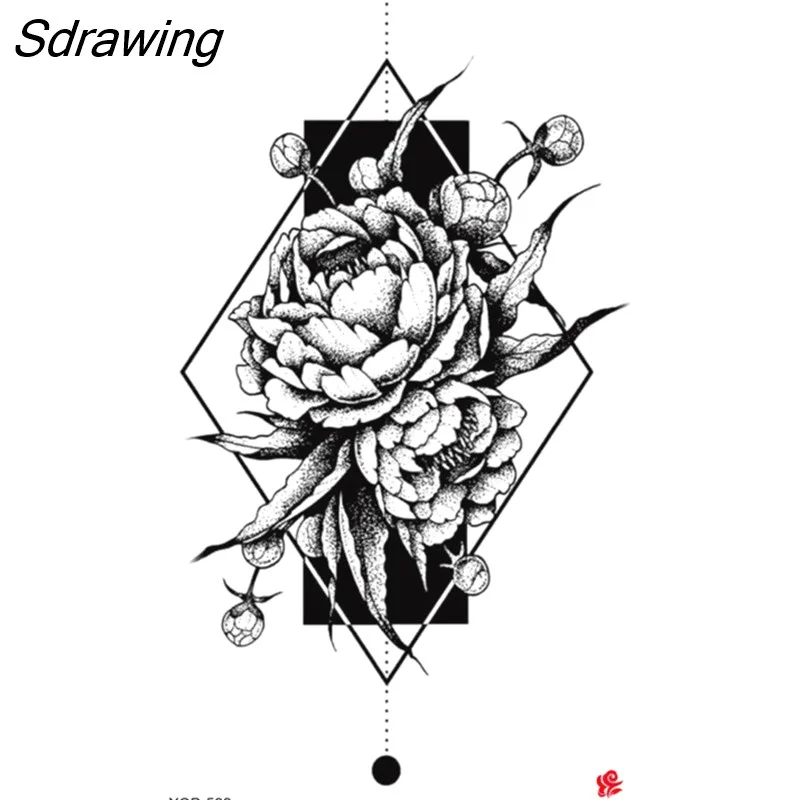 Sdrawing Waterproof Lasting Temporary Tattoo Flower Arm Tattoo Stickers Dark Hot Girl Snake Tiger Lion Fake Tattoo for Women Gifts 328-0