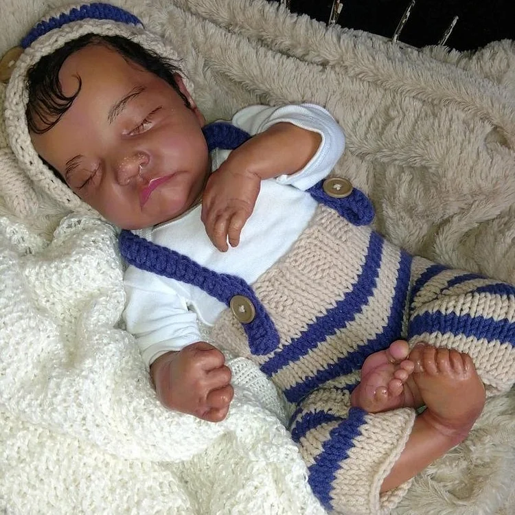 Soft Weighted Body Reborn Boy Efrain 20" Biracial Reborn Boy Doll Set,with Bottle and Pacifier