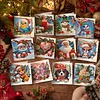 12Pcs Diamond Painting Cave Snowman Greeting Card Set with Envelope