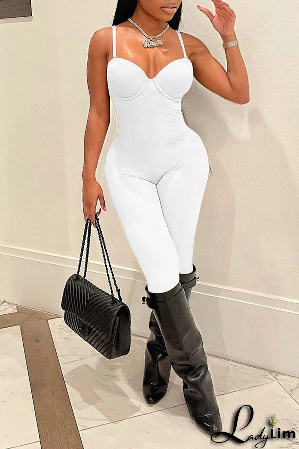 Brown Sexy Solid Patchwork Spaghetti Strap Regular Jumpsuits