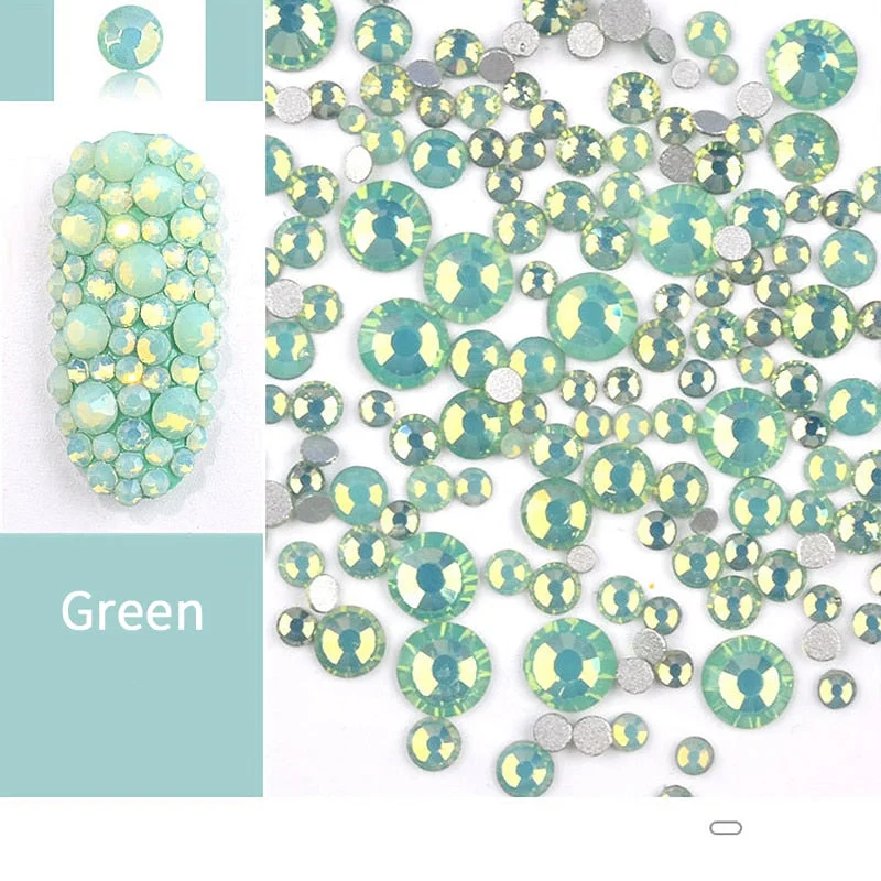 1 Bag Nail Rhinestones AB Color Opal Jelly Pink White Mixed Size Flat Back 3D Tips DIY Nail Art Decorations Crystals Stones