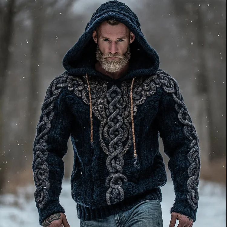 Men's Viking Style Contrasting Color Warm Sweater