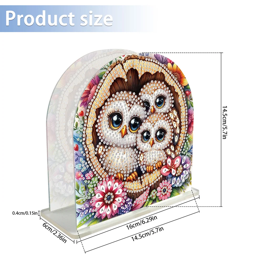 DIY Flower Owl Acrylic Napkin Holder Diamond Painting Kit for Home Table Decor