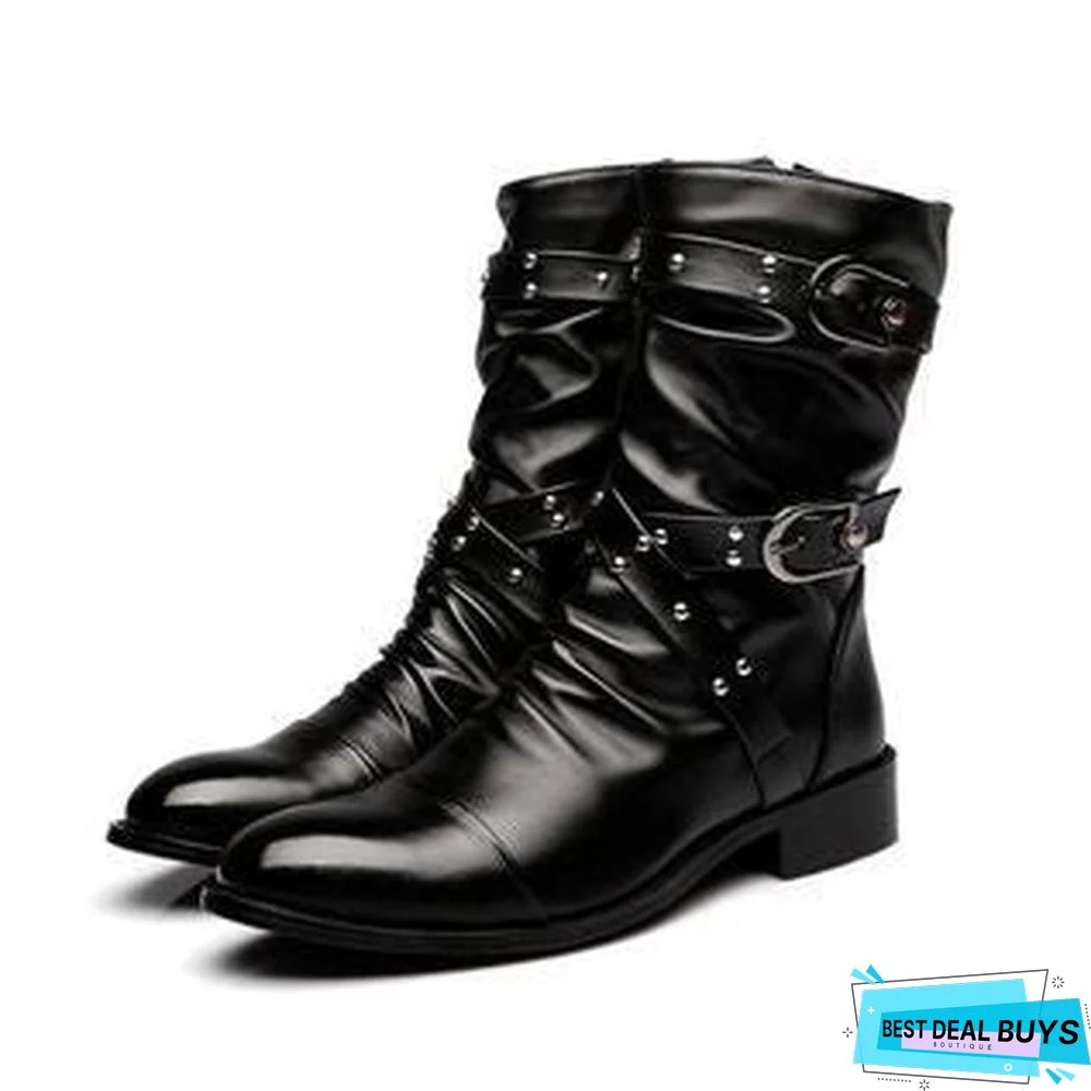 Men's Martin Boots Increased In Autumn and Winter Long Leather Boots