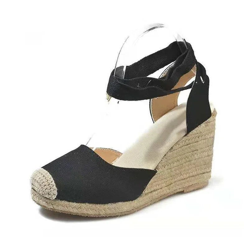 Women Sandals 2021 Wedge Hemps Heels Platform Summer Ladies Shoes Thick Bottom Fashion Casual Pumps Female Footwear Plus Size 43