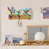(US Local)DIY Diamond Painting Bird Wooden Hook Rail with 3 Hooks Punch Free Crafts Decor Kit